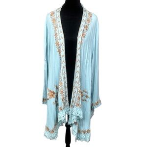 Time for me Elegant Blue Embroidered Women's cardigan L